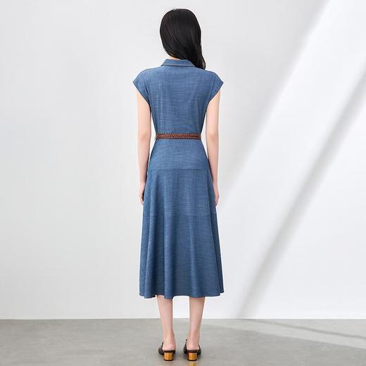 「高货wl」全新升级【铂金会员358/天猫479/差价121】(84858)洛诗琳时尚翻领无袖连衣裙2025夏季气质通勤收腰牛仔裙 商品图1