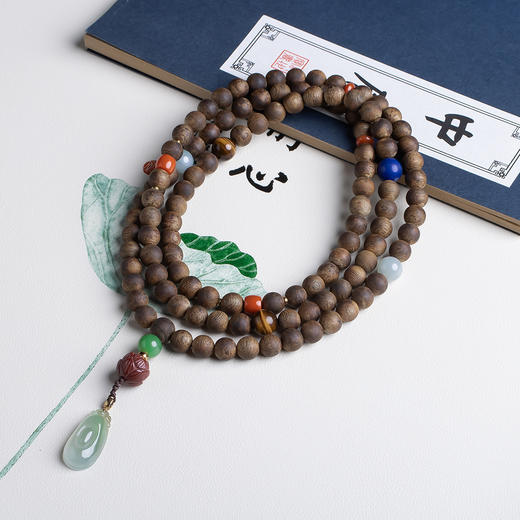 XY0491沉香+翡翠福贝手链项链 商品图4