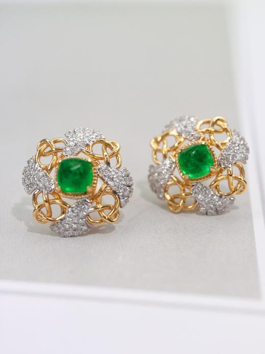 1.5ct糖塔祖母绿耳钉 商品图3