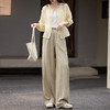 【专属特价】熙世界老钱风亚麻山本阔腿裤女25夏秋新款宽松慵懒垂感休闲直筒裤 商品缩略图2