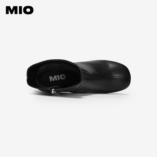 MIO米奥时装靴冬新款圆头高跟厚底百搭绒面瘦瘦靴羊皮短筒靴M255603055 商品图3