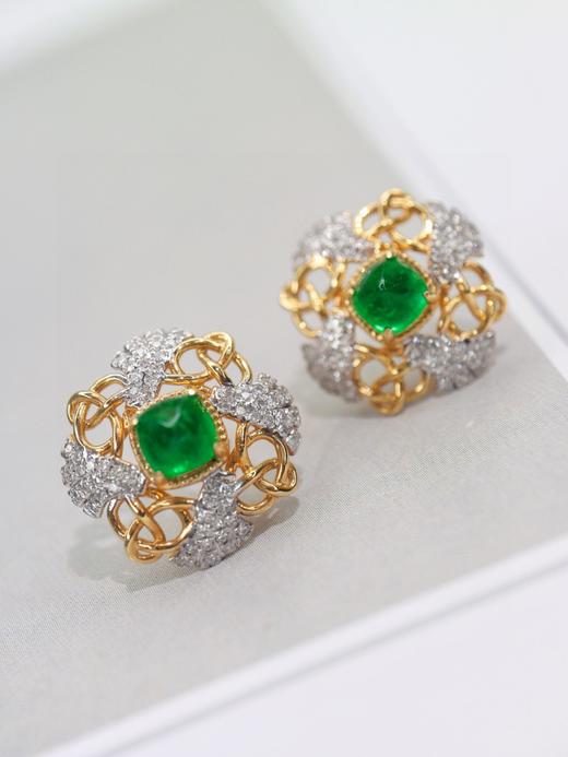 1.5ct糖塔祖母绿耳钉 商品图2