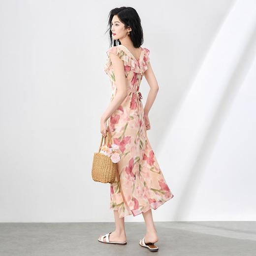 「高货wl」全新升级【铂金会员293/天猫389/差价96】(01225)洛诗琳优雅气质印花裙2025夏季法式修身荷叶边连衣裙女 商品图1