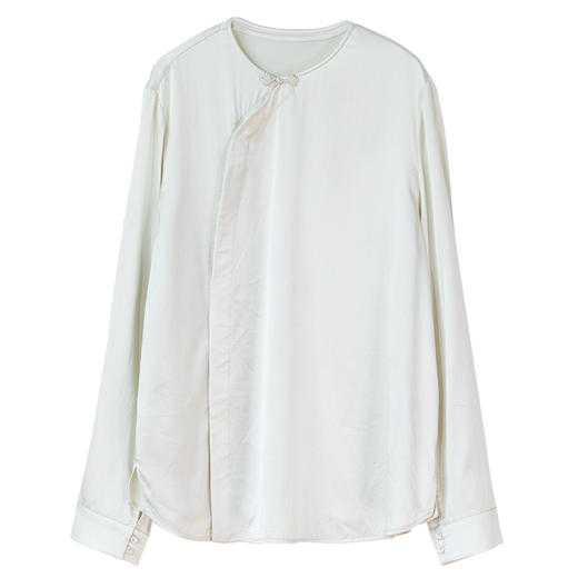 牧衣游 22姆米净色真丝衬衫新款轻薄垂感文艺极简新中式上衣 忆尔 商品图4