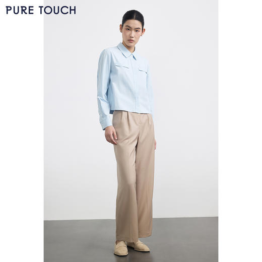PURE TOUCH通勤必备女士短款长袖衬衫简约百搭显瘦 商品图1