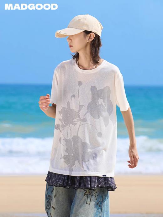 马得工地/MDGDTX12016/花卉印花低克重雪花棉T恤 商品图2