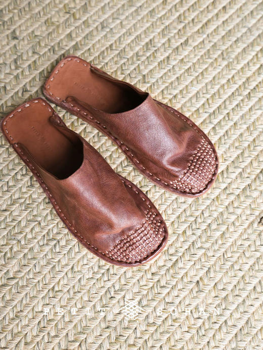 PETIT SCHAN小闪 SHO#002 fall in love 拍拖 意大利进口复古水洗植鞣马皮拖鞋 商品图6