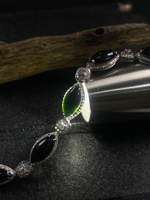 【FC0085】18K金镶嵌墨翠马眼手链 漆黑发亮 款式精美 商品图2