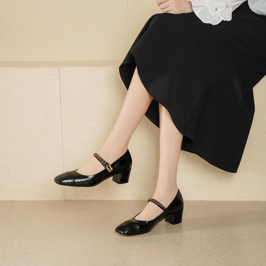 Westory2025年秋季方头中跟玛丽珍单鞋通勤百搭小香风浅口鞋S25CE76101 商品图1