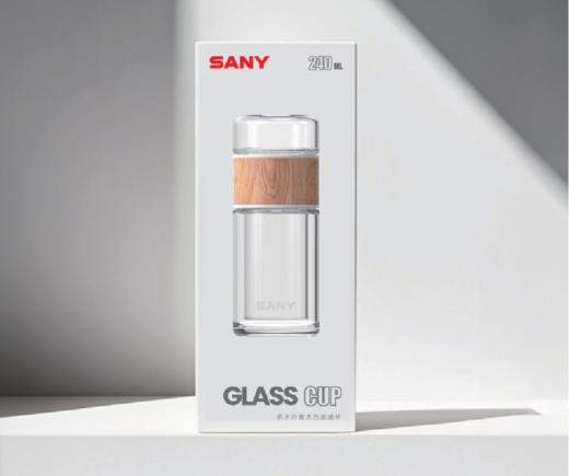 茶水分离木色玻璃杯 商品图0