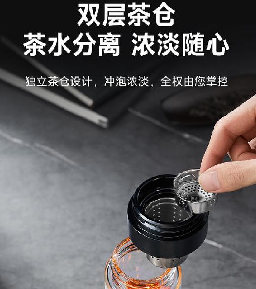 SUPOR苏泊尔一指秒开  一杯三用冲泡自由   双层玻璃杯   35BU10 商品图2