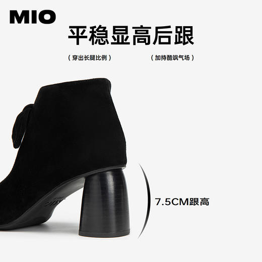 MIO米奥时装靴粗跟圆头拉链增高女靴马丁靴短筒靴子M255603043 商品图4