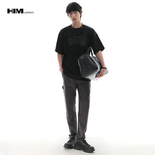 HIM漢崇  潮流涂绘元素字母印花舒适休闲宽松短袖圆领T恤 2026春季 商品图1