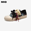 MIO米奥帆布鞋秋新款圆头厚底低帮双鞋带一脚蹬豹纹休闲板鞋M254551309 商品缩略图1