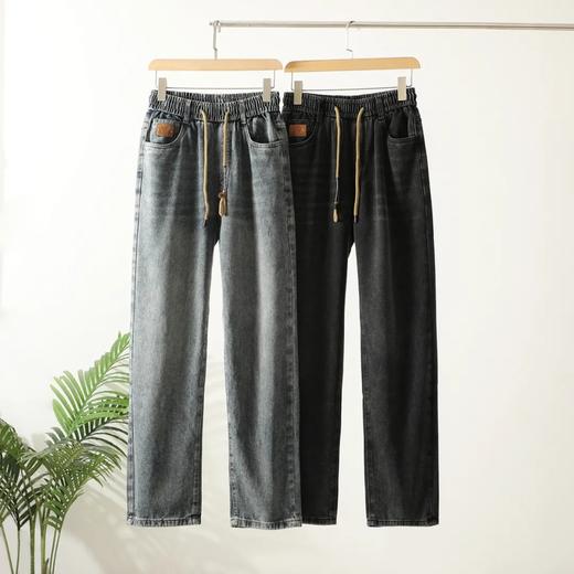 秋季新款男士复古时尚宽松无弹阔腿松紧牛仔裤 商品图1