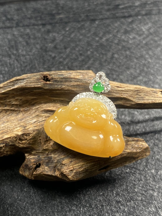 【FC0078】18K金镶嵌翡翠冰黄佛公吊坠 玉质细腻 色泽娇艳  款式精美 商品图2