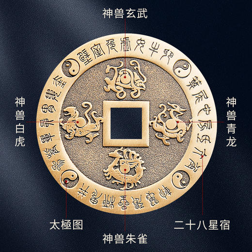 黄铜九字真言四神兽挂饰 商品图1