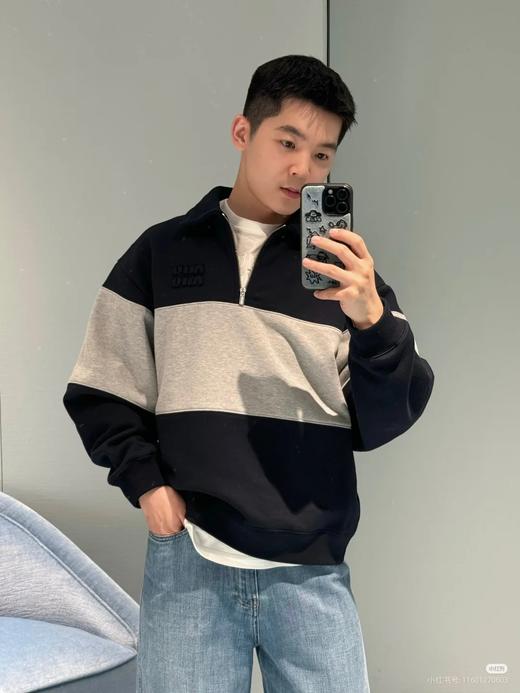 MM 明星同款 25秋冬新款拼色廓形半拉链卫衣 特惠 Z-15535 商品图4