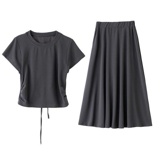 2025年夏季新款搭配一整套装女气质休闲高级感垂感半身裙两件套YQ9695 商品图4