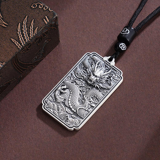 子佩集S999银【云游龙吟】套链【BX0280955】纯银仿古龙方牌带绳项链原创作品2506 商品图2