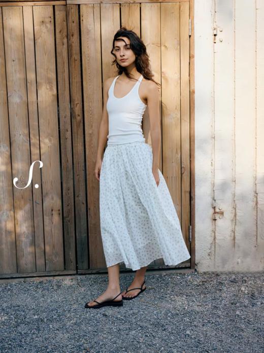 shyshystill/shy202502080/捏细褶棉质碎花格子大裙摆两色伞裙 商品图3