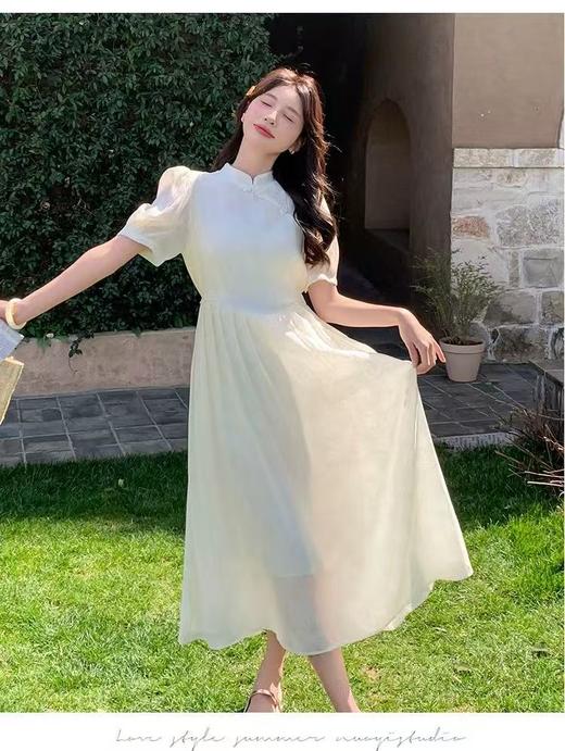 【必入推荐】 吊牌价1688元【MYBL】8628新中式国风高级感暗花过膝长款连衣裙-喜出 商品图6