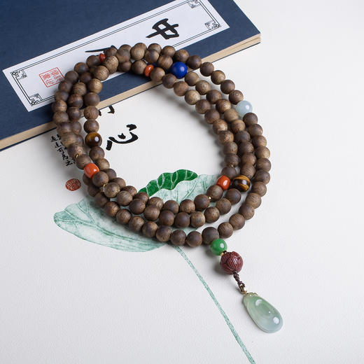 XY0491沉香+翡翠福贝手链项链 商品图3