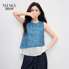【07/30新品6.5折】熙世界假两件植物印花无袖衬衫女夏季不规则拼接别致独特背心上衣 商品缩略图0