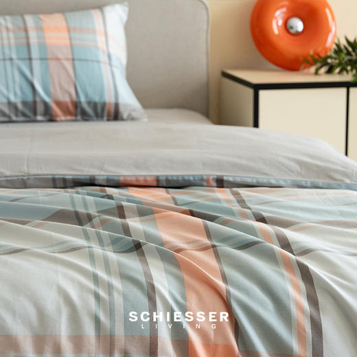【全棉学生三件套-格影-静澜】（适合1.2米以内床）SCHIESSER舒雅生活舒雅生活学生三件套- 面料：100%棉被套150*200床单160*230  11010169/68 商品图4