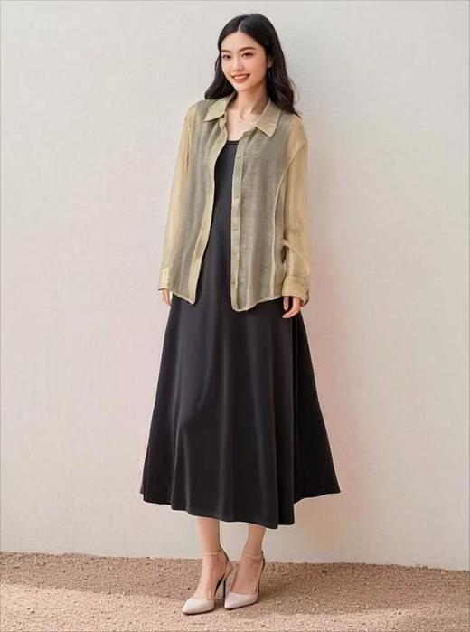 套装【MYBL】8633 75%天丝➕70%超舒服黏胶纤维新中式天丝衬衫两件套-喜出 商品图3