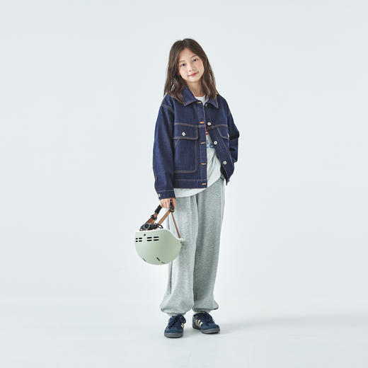 预售4.5发 棵初2026年春季新款亲子中大女童牛仔外套大口袋设计宽松廓形夹克 商品图2