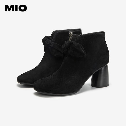 MIO米奥时装靴粗跟圆头拉链增高女靴马丁靴短筒靴子M255603043 商品图2