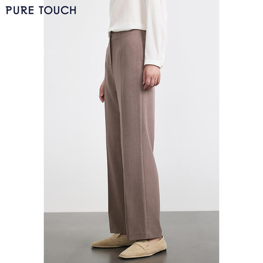 PURE TOUCH 浅咖色高腰直筒阔腿西装裤 商品图3