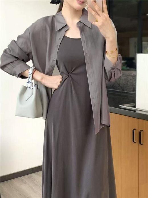 套装【MYBL】8632 74%天丝➕95%弹力棉吊带打褶衬衫两件套-喜出 商品图0