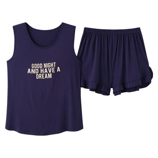 雀说睡衣女夏款新款莫代尔无袖背心短裤套装带胸垫宽松休闲家居服套装AL6080 商品图4