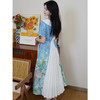 两三事梵高文艺 碧蓝晴空 2025夏季新款优雅拼色兜兜领印花连衣裙 商品缩略图2