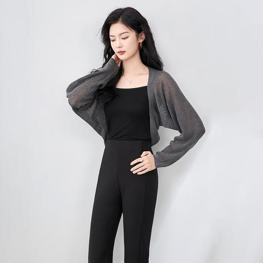 「高货wl」全新升级【铂金会员146/天猫199/差价53】(01555)洛诗琳时尚蝙蝠袖立体镂空上衣2025夏季天丝亚麻纱防晒衫 商品图1