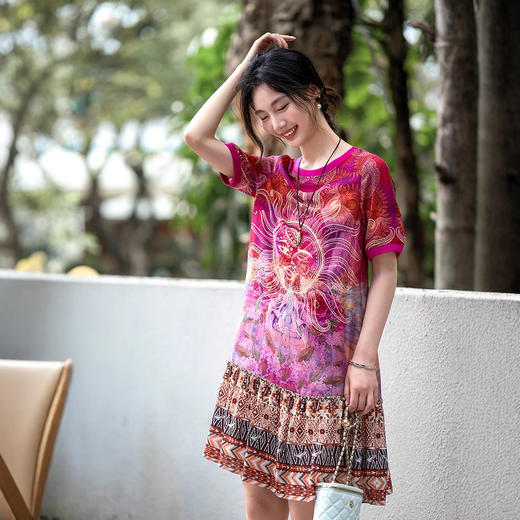 丁摩 定位印花真丝连衣裙80087 商品图1