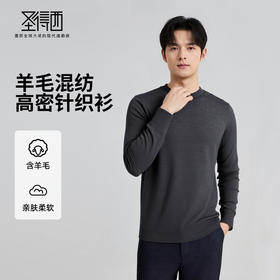【含绵羊毛】圣得西男士亲肤柔软羊毛混纺高密针织衫2025秋季新款百搭舒适毛衣