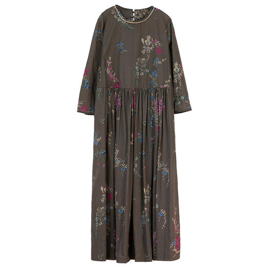 牧衣游原创 印花纯棉连衣裙早秋新款文艺复古碎花气质长裙 碧梧 商品图4