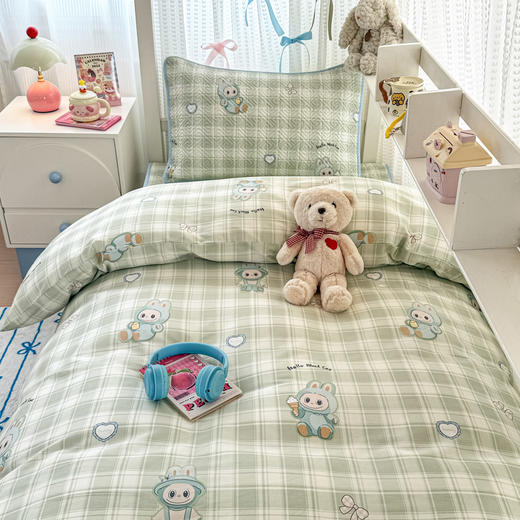 自然醒40支12868全棉夹棉床盖套件三件套大学生宿舍专用卡通被套夹棉床单床盖四季通用JY 商品图5