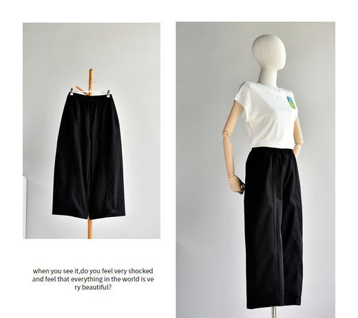 丁摩 【八分氧气裤】 宽松休闲女夏新高腰显瘦小个子阔腿裤子5ZF-378 商品图8