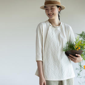 牧衣游原创 棉净色宽松套头衫白色原生质朴肌理感百搭上衣 柒玥