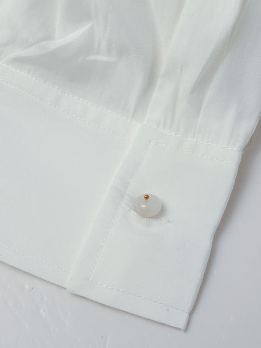 纯欲天花板 白色立领天丝衬衫 微透设计 清新长袖上衣 商品图4