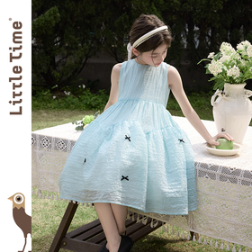 littletime女童连衣裙2025夏新款儿童洋气时尚蝴蝶结背心公主裙