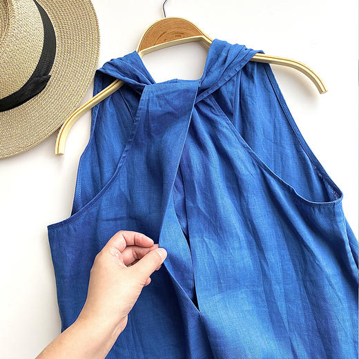 壁虎瑜伽【2507QZ385】亚麻长款V领度假裙【5天发货】 商品图4