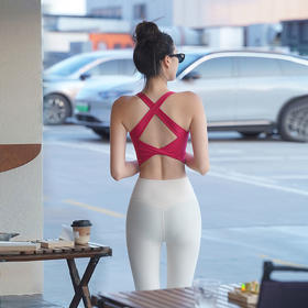 Beemen交叉美背运动一体杯文胸 低强度防震 健身瑜伽背心