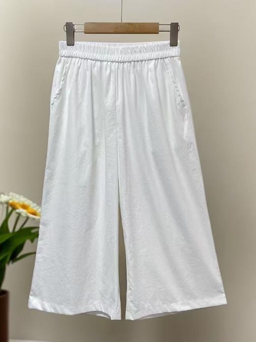 7.30秒杀~NO退【超值特卖】白色松紧腰七八分休闲裤-喜出 商品图0