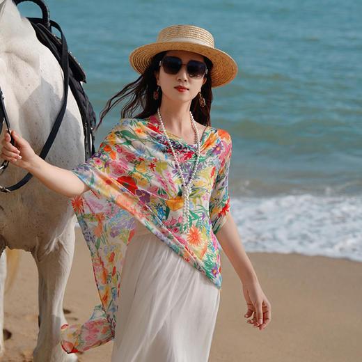 雀说 旅游穿搭防晒披肩外搭轻纱 S1785 商品图14