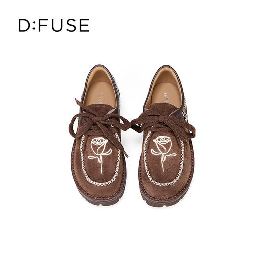 Dfuse迪芙斯2025秋季新款复古休闲乐福鞋玫瑰花心形扣系带袋鼠鞋DFD3112054 商品图14